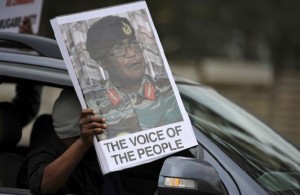 Poster saying Voice of the People, Harare